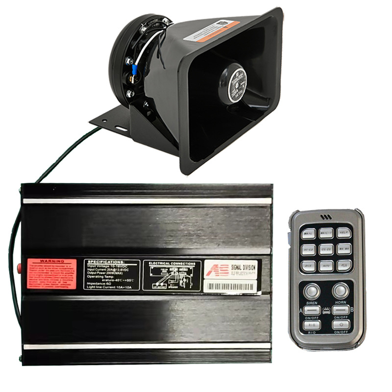 Wireless alarm 300W car loudspeaker siren high-pitched horn modified speaker AS7200K + square mouth speaker