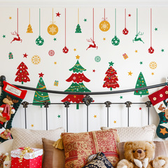 MS1593 Christmas tree bells snowflakes hand-painted Christmas wall stickers living room room decoration wall stickers self-adhesive wall