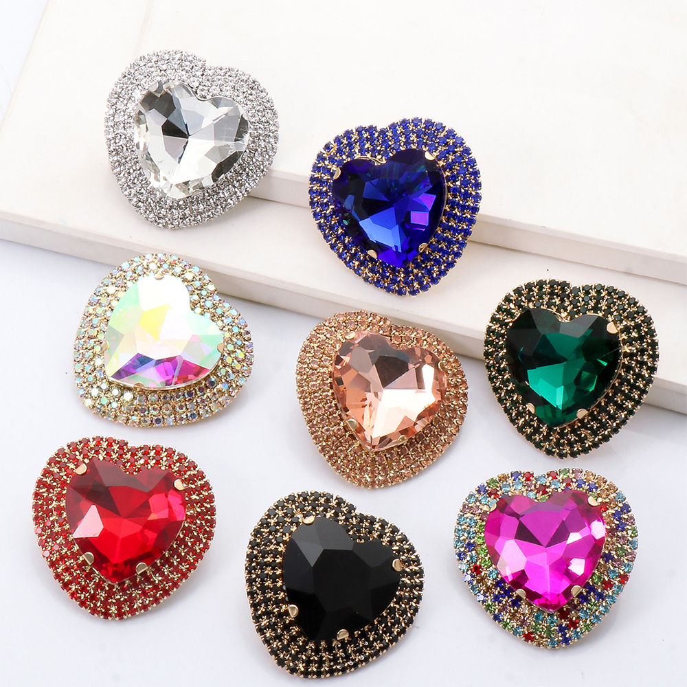 Fashion Heart-shaped Alloy Diamond Earrings display picture 25