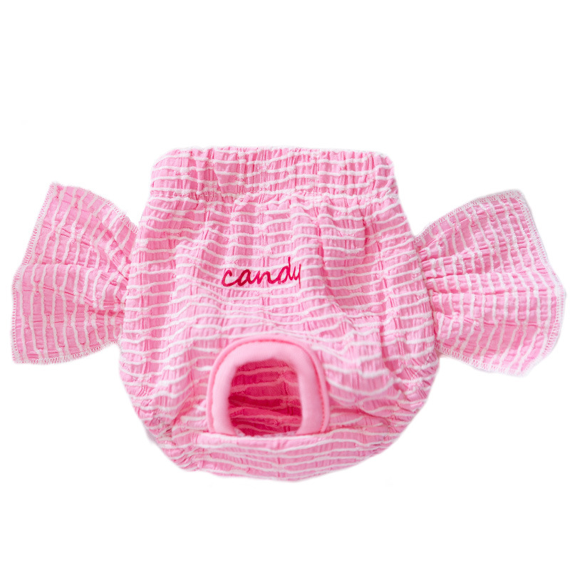 Ventas transfronterizas azules rosadas lindas pantalones fisiológicos dulces perras pantalones menstruales anti-acoso primavera y verano suministros para perros