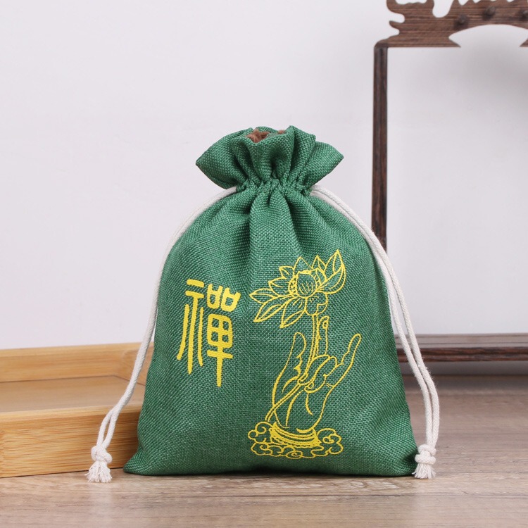 蓮の花リネン巾着ポケット、ジュエリーバッグ、ジュエリー包装と収納、リネンバッグ、小さな布バッグ|undefined