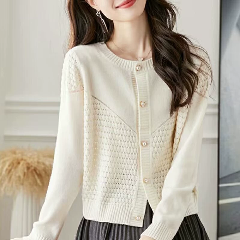 Трикотаж женский кардиган осень-зима 2024 новая женская мягкая восковая темперамент Fan свободные топы