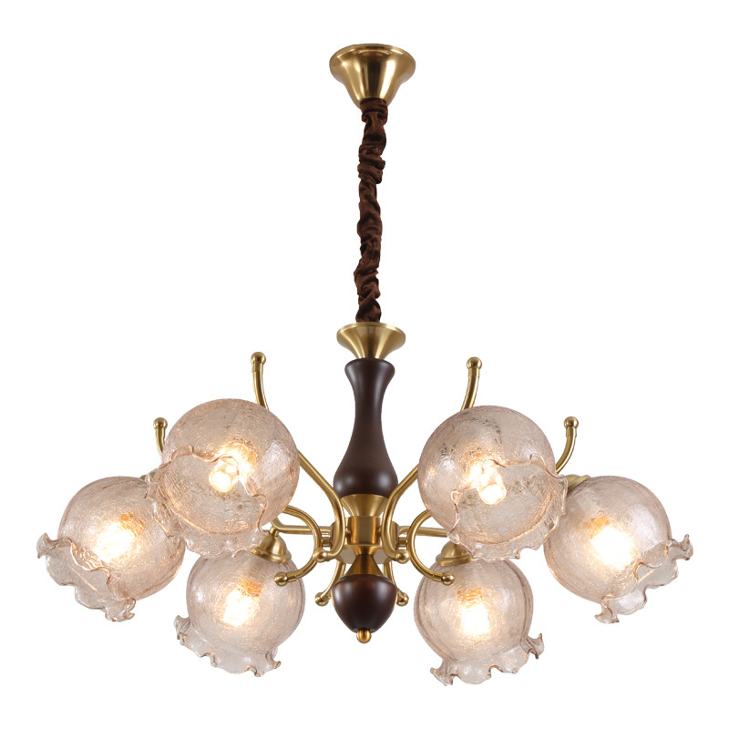 Lámpara de la sala de estar antiguo estilo americano Nanyang vintage vidrio orquídea flores lámpara de comedor romántica lámpara de dormitorio principal 117L