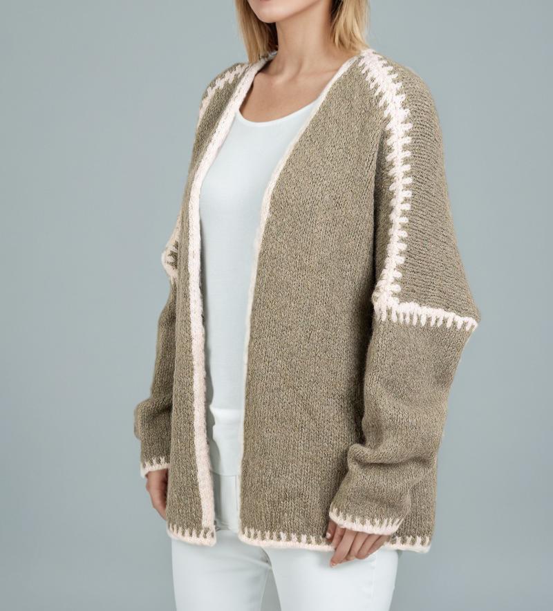 420g Weight Long Sleeve Sleeve Length Placket Placket Type Polyester Fabric Type Long Top Length Cardigan, Sweater Tops Type Daily Occasion Collarless Neckline Loose Fit Type Color Block Pattern Winter, Spring, Autumn Season Women's Gender Vacation Style Wholesale Women's Vacation Color Block Long Sleeve Sweaters & Cardigans 24