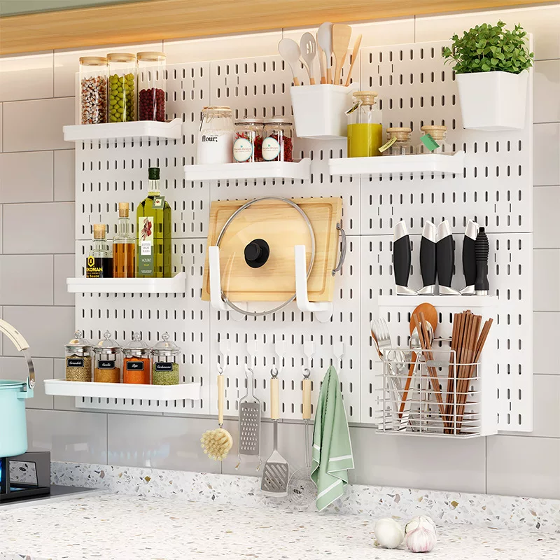 Kitchen hole plate without punching hanging board storage rack wall-mounted bathroom combination plastic hole plate