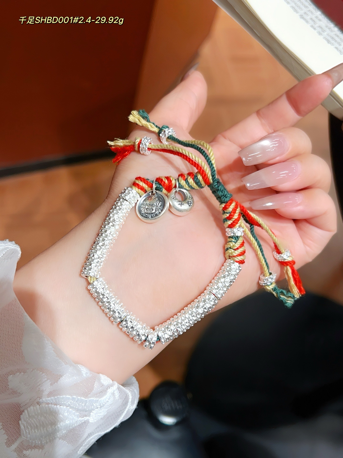 999 pulsera de alambre de plata de pie pulsera tejida de hilo arcoíris de bricolaje año de nacimiento cuerda de mano de plata rota para novia regalo de madre