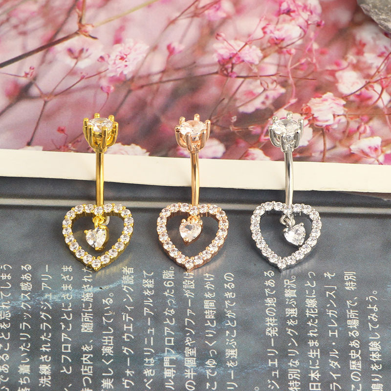 Rose Gold Flower Inlaid CZ Stainless Steel Belly Button Ring Body Piercing Jewelry detail image 7