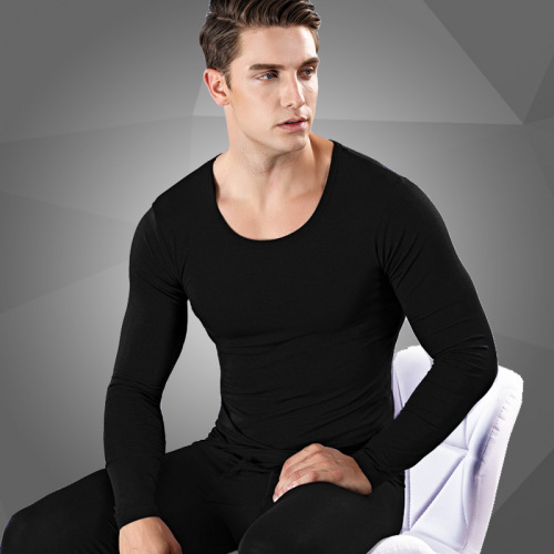 Men's Modal Warm Set Autumn Top and Bottoms V-Neck Round Neck Slim Comfort Autumn/Winter Thin Base Layer Underwear