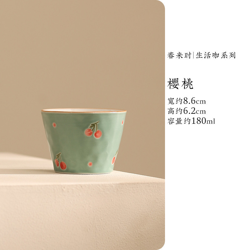 简约文艺手绘碎花陶瓷猪口杯冰激凌杯随手杯早餐杯穆斯林杯咖啡杯|undefined