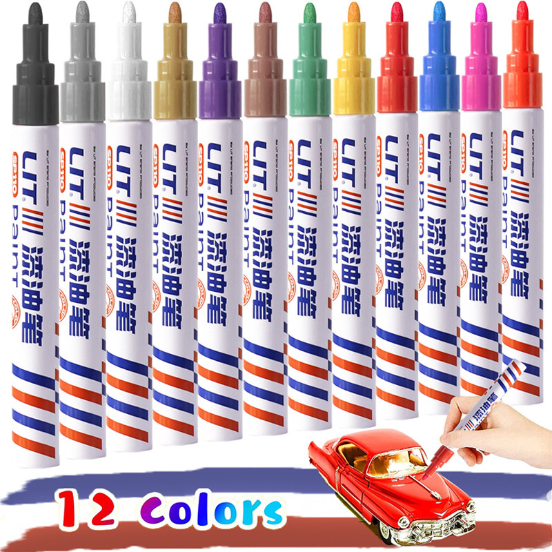 Cross-Border Paint Pen Metal Paint Oil Pen Waterproof Marker Pen Oil-Based Color Painting Marker Pen Set Wholesale