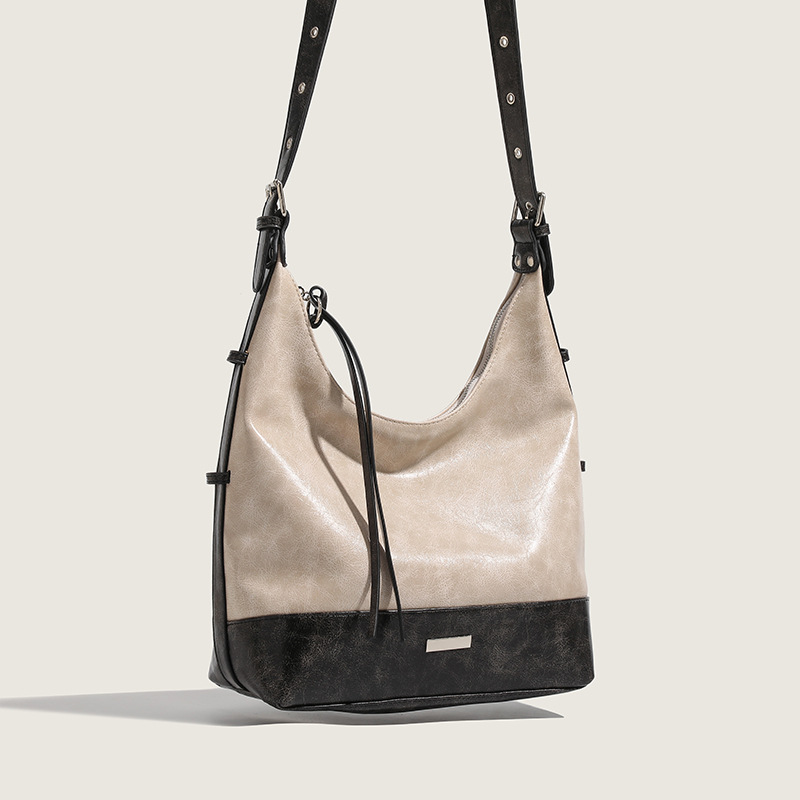 Borsa a secchiello diagonale per l'acqua casual versatile a spalla con blocco di colore di alta qualità, da pendolare, sotto le ascelle, 2024_voghion.com