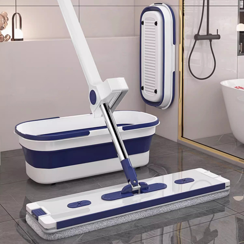 Mop Hand-Washing Free Household Mopping Artifact Large Water Absorbent Cloth Lazy Mop Bucket suit Mop Clean Flat Mop
