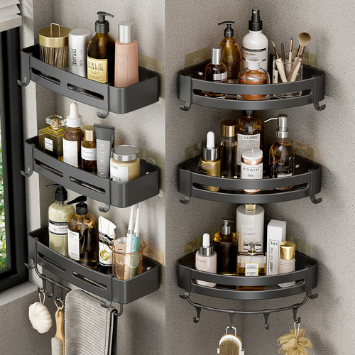 Bathroom toilet storage rack punch-free corner rack toilet toilet washbasin triangle basket storage rack wall-mounted