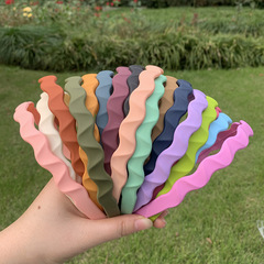 跨境寬邊波浪磨砂發箍多巴胺彩色防滑頭箍氣質女時尚百搭頭飾髮飾