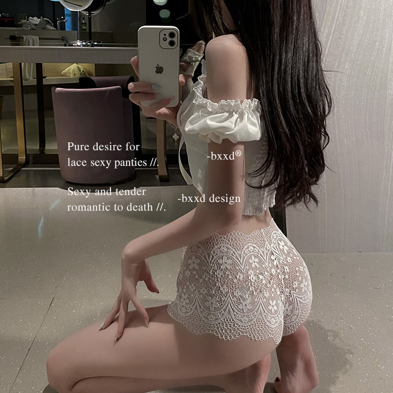 High-looking sexy mid-waist pure lace underwear women's summer thin hip-wrapped hot seamless briefs