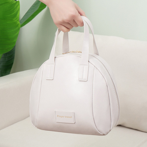 Large Capacity Washing Brush Makeup Bag Shell Bag Women's Handbag Portable Makeup Brush Storage Bag PU Leather Casual Bag