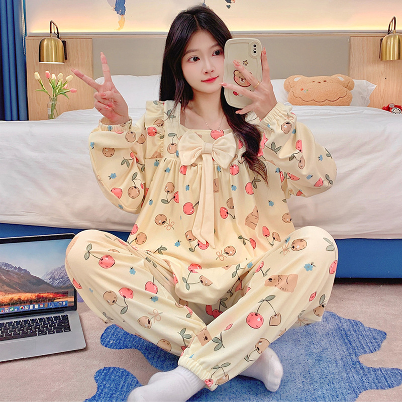 Pijamas al por mayor transfronterizos de mujeres otoño invierno manga larga princesa de dibujos animados de ternilla viento red roja cardigán otoño invierno ropa de hogar se puede usar fuera