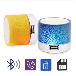 New mini crack Bluetooth audio portable card plug -in bass noise reduction LED light -emitting wireless speaker gift