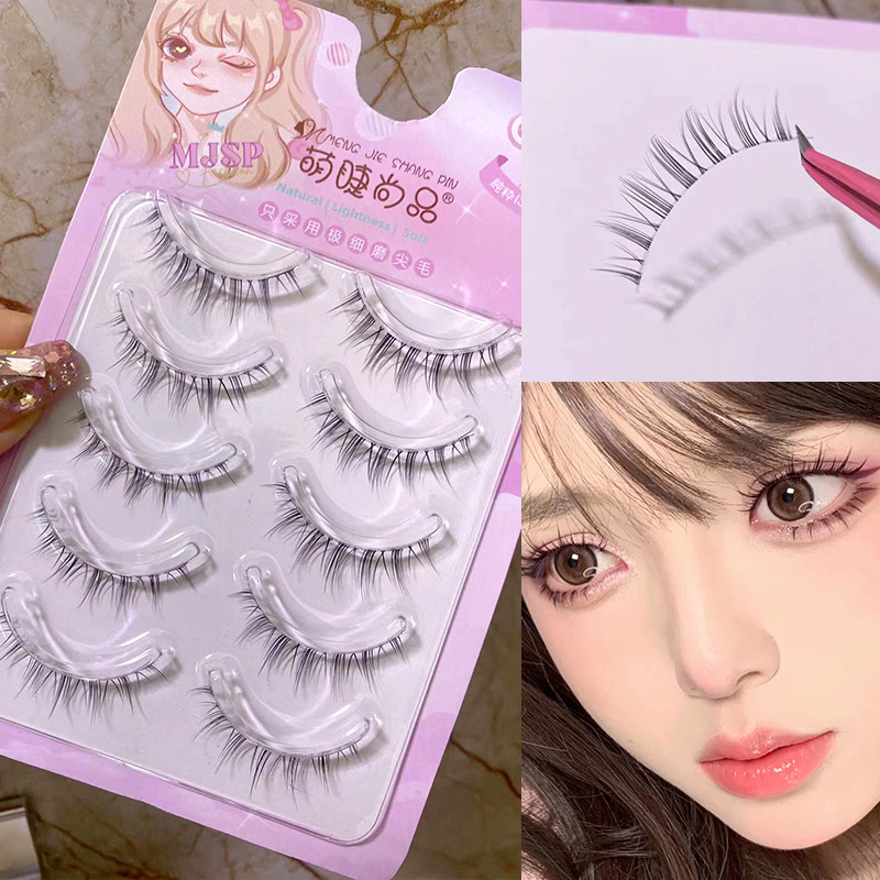 Pestañas lindas cuidadosamente seleccionadas, tallos transparentes, encantadoras pestañas de elfo naturales, pestañas postizas suaves y cómodas simuladas
