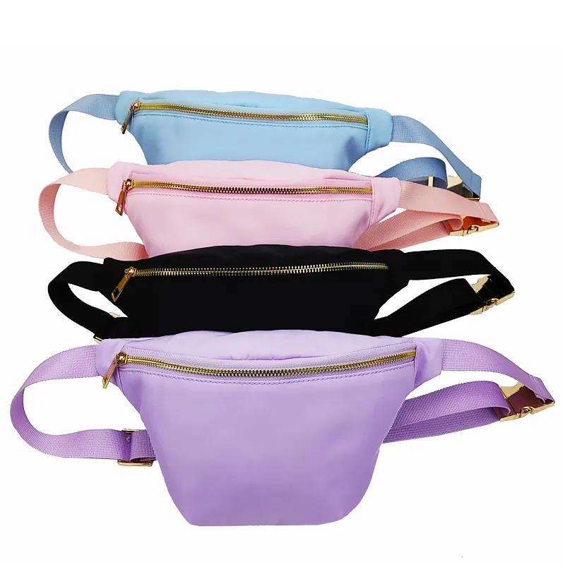 Simple sports waist bag outdoor activity storage bag nylon waterproof crossbody bag macaron color running waist bag