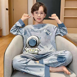春秋季儿童大童睡衣长袖套装卡通蜡笔小新男童初中学生空调家居服