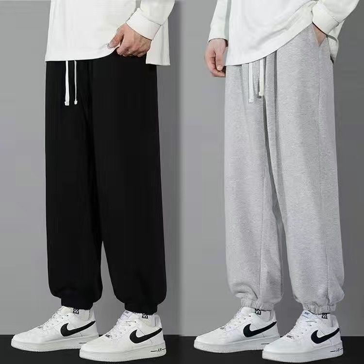 Sports Pants Men's Summer Thin 2024 New Loose Straight Gray Sweat Pants Youth Wide Leg Casual Pants