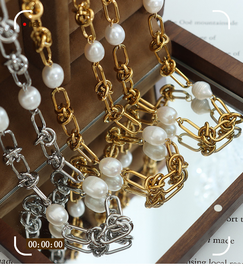 Fashion Geometric Titanium Steel Beaded Bracelets Necklace 1 Piece