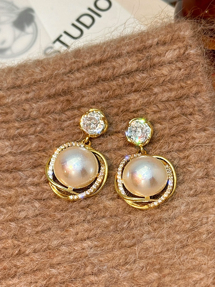 Сережки из жемчуга, серебряная игла, образец серебра 925, стиль высокого качества, стиль лёгкой роскоши, стиль Chanel