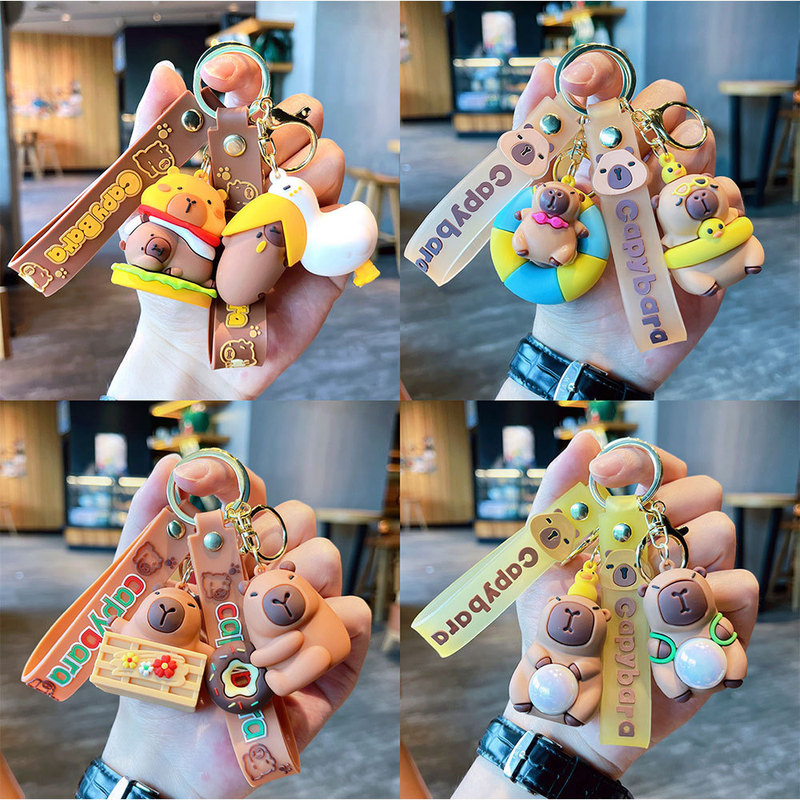 Cartoon Capibara Capybara Keychain Pendant Creative Cute Doll Couple Car Pendant Small Gift Wholesale