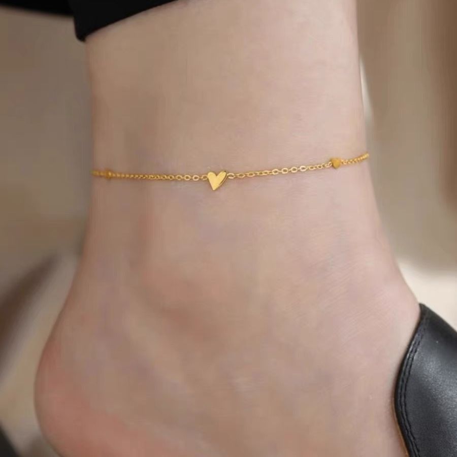 El amor exquisito de acero de titanio tobillas de mujeres lujo ligero nicho de alta calidad cadena de pie no se desvanece de color joyerías de chicas calientes