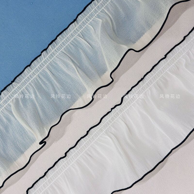 Simple and Versatile Chiffon Lace Trim French Ruffle Lace Curtain Pleated Ruffle Edge Decorative Accessory