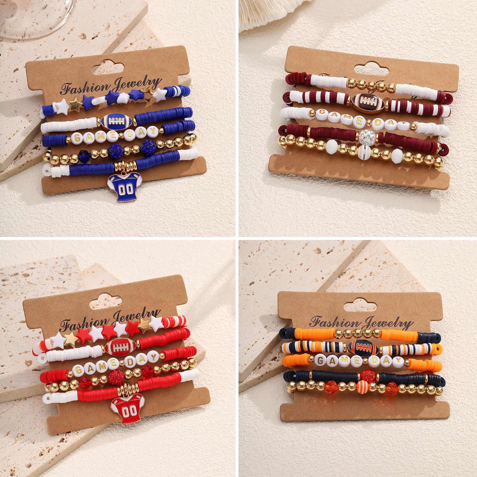 Europa y los Estados Unidos venta transfronteriza pulsera de rugby hecha a mano cuentas coloridas pulsera de cerámica suave conjunto de pulsera de amistad pulsera elástica image 1