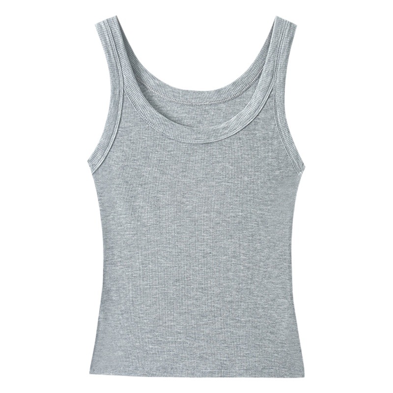 Camisola cubierta interior de las mujeres pecho Correa hombro ancho bottoming Top sin costuras transpirable verano desgaste exterior hilo cuello redondo chaleco