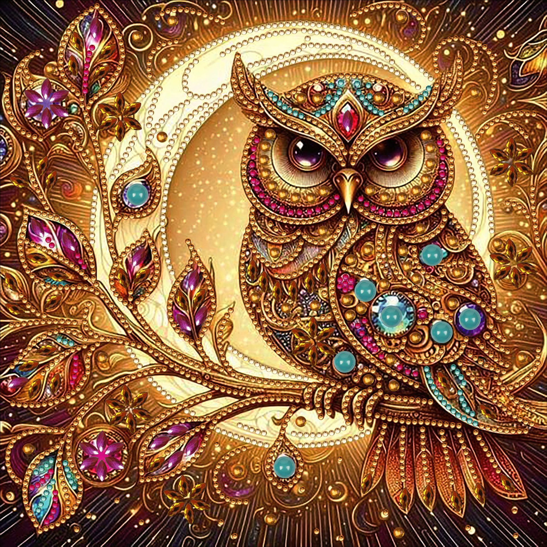 Pintura artesanal con diamantes