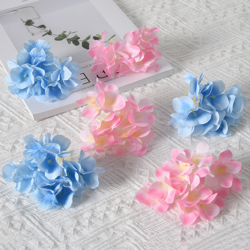 Flor de cabeza de hortensia de bricolaje de simulación, material de pétalo hecho a mano, accesorios para el cabello, Hanfu, decoración del hogar, flores falsas