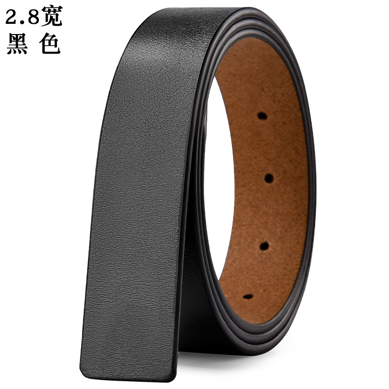 Cinturón sin cabeza de piel de vaca tira de hebilla lisa de cuero de los hombres con cuerpo