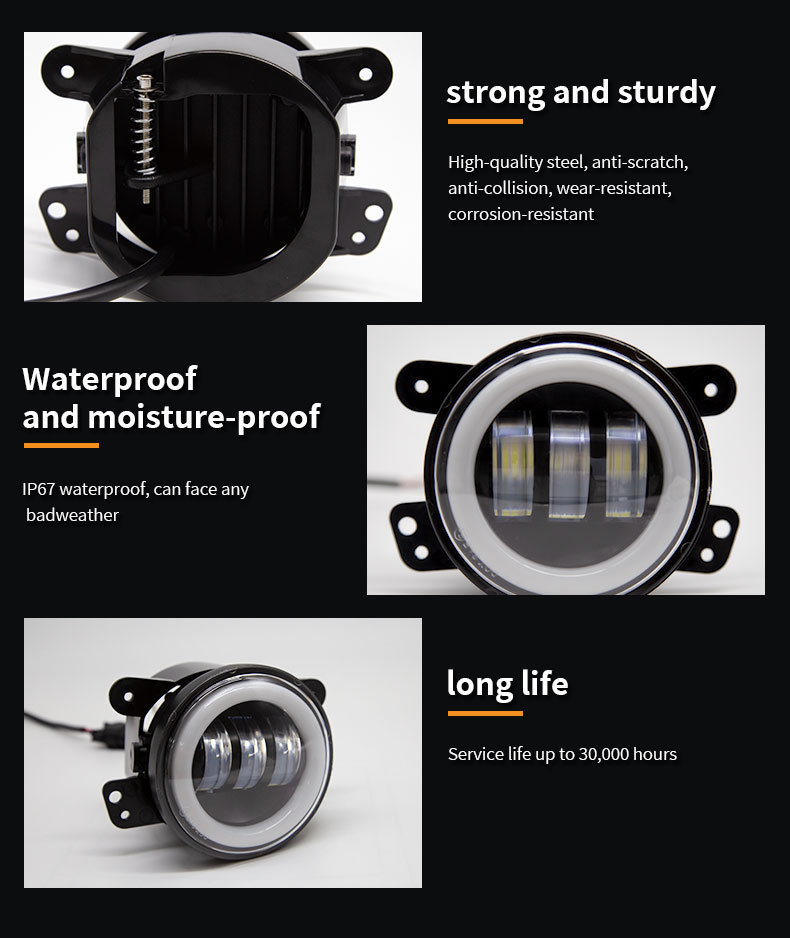 Cross-Border 4inch Fog Lights for Jeep Wrangler Headlight Modification, J-Eep Jk, Bj212 Car Fog Lights, Led Spotlights