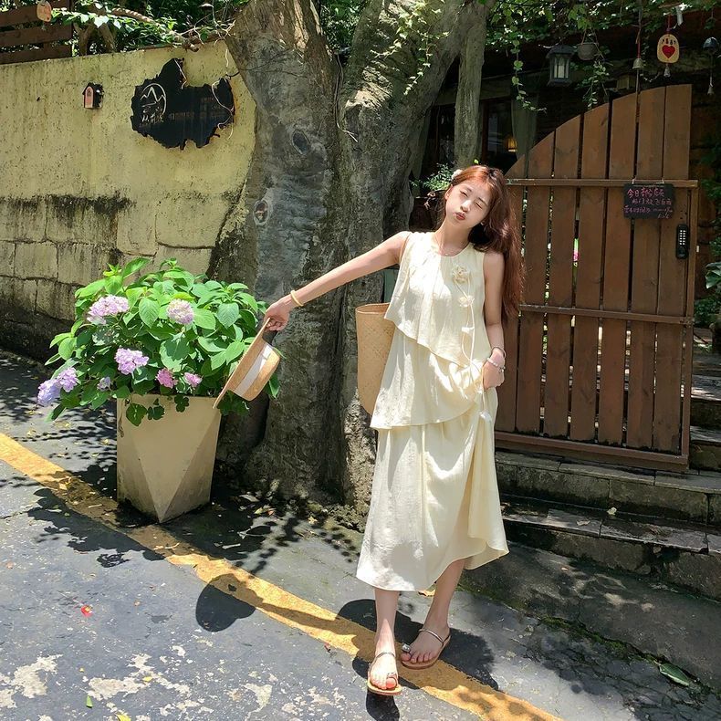 切糕自制白栀茉莉夏季小个子甜美气质连衣裙女裙子长裙吊带裙海边|undefined
