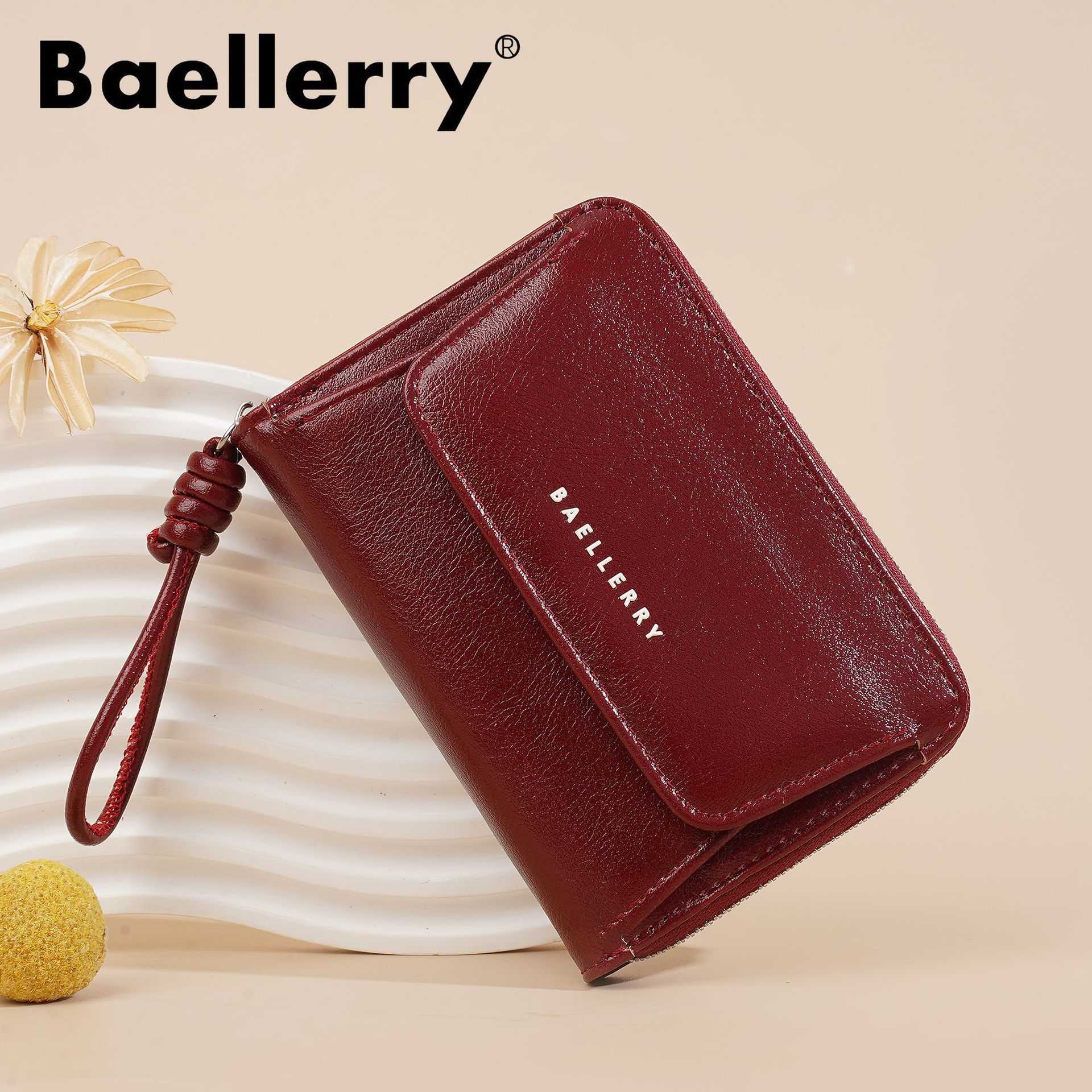 新款油蜡皮手提女士钱包短款日系ins感零钱袋钱包钱夹wallet