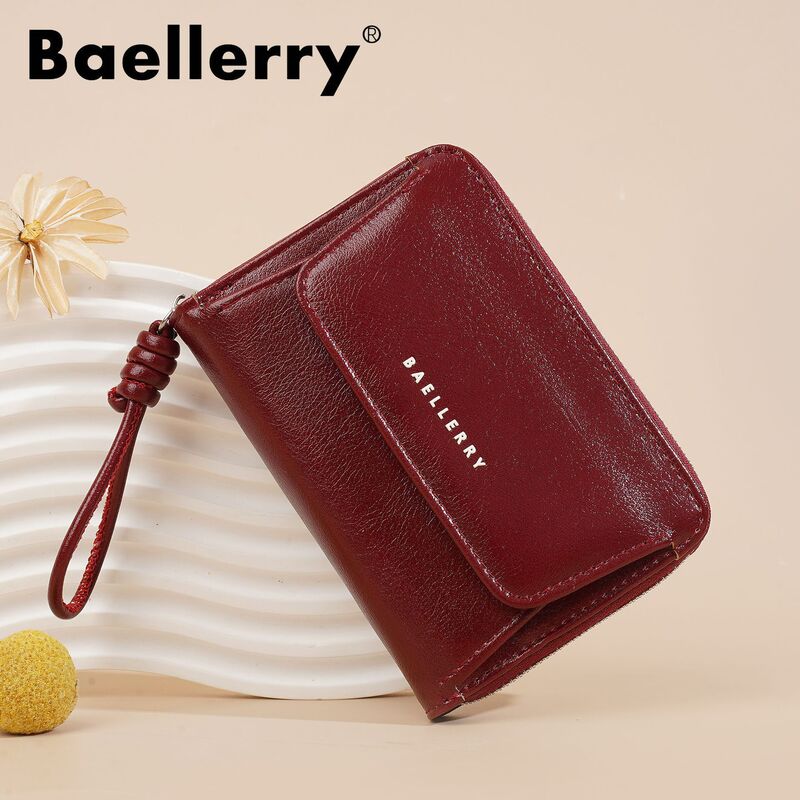 New Style Oil Wax Leather Handbag Women's Wallet Short Style Japanese Ins-Style Coin Purse Wallet Money Clip Wallet