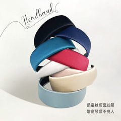 新款法式復古感女士桑蠶絲馬卡龍高級感發箍