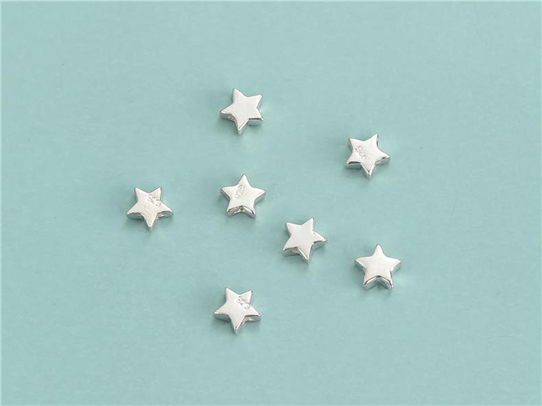 S925 Sterling Silver Plain Silver Bead Accessories Mini Star Beads DIY Beaded Rope Bracelet Jewelry Material Bag