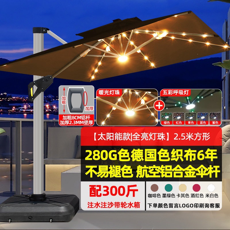 【款|全亮五彩灯珠80mm铝杆】2.5米方+300斤带轮水箱