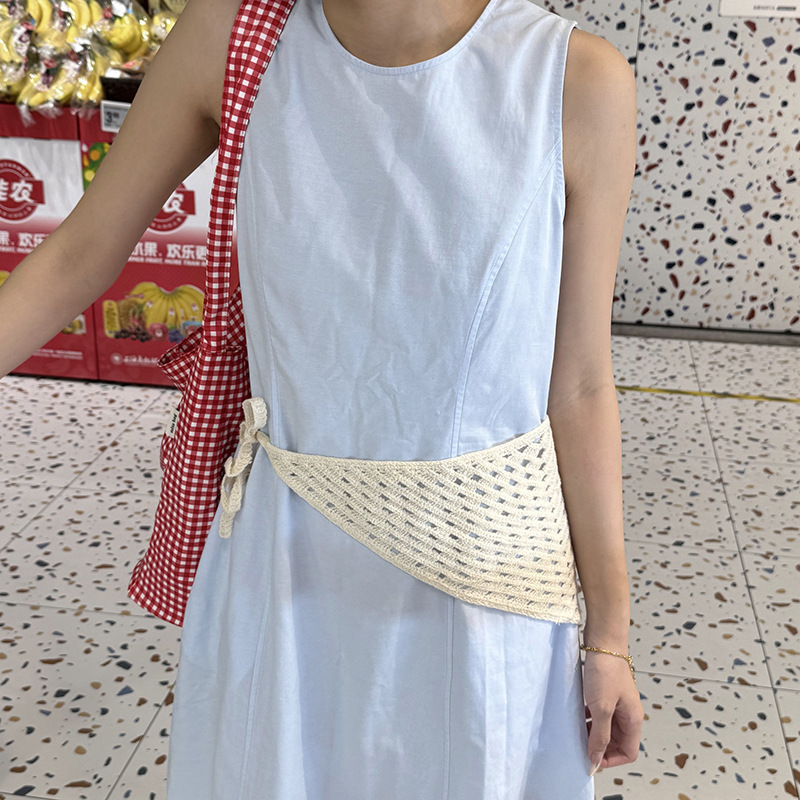 Turbante hueca de punto, diadema pastoral femenina de verano, nueva cortina de pedo simple de color sólido, cubierta de cintura, bufanda triangular, cintura