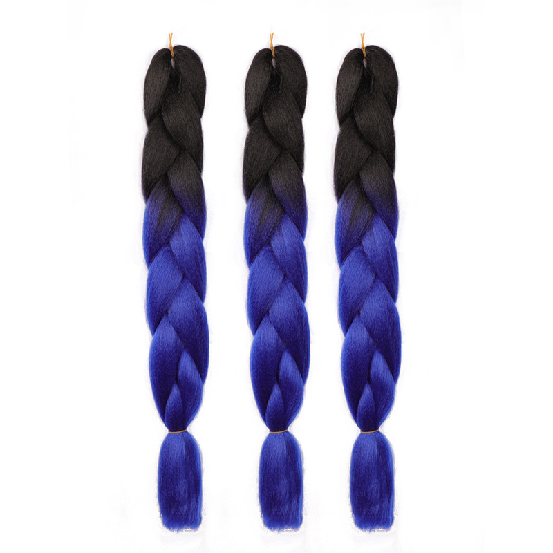Gran trenza color peluca africana jumbo braid hair gradiente de fibra química trenza de seda de alta temperatura sucia