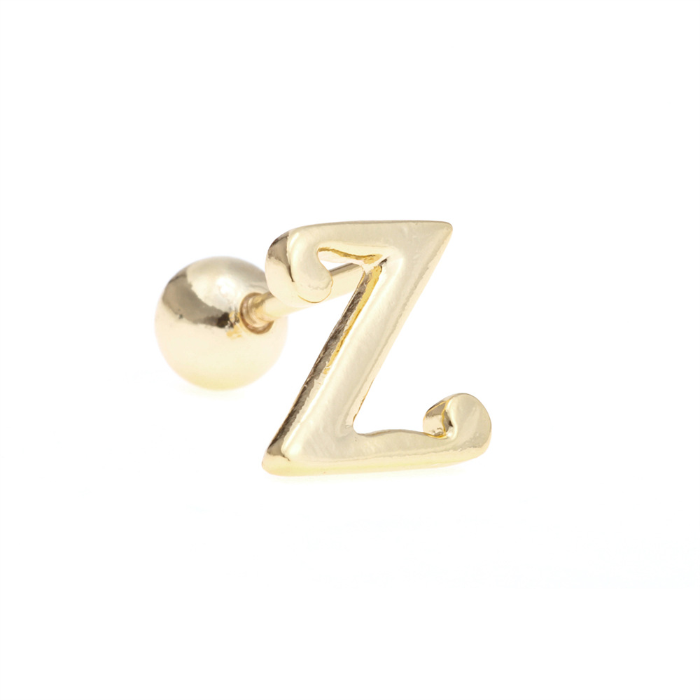 Simple Art Body 26 Letter Gold Color-preserving Glossy Earrings display picture 18