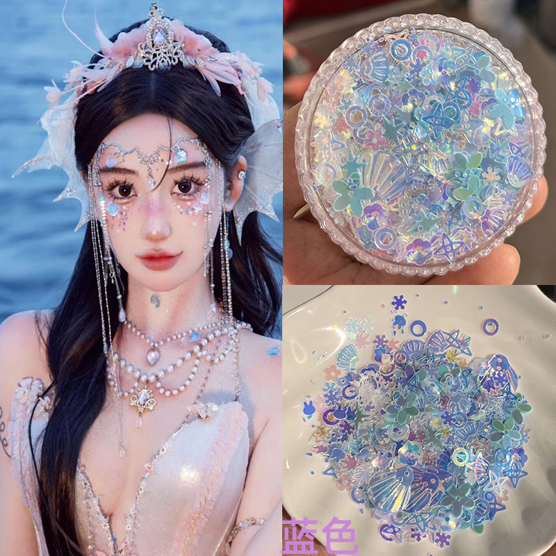 Shell eye makeup sequins mermaid facial makeup stickers accessories children fish scales ancient style photo face accessories Shell eye makeup sequins mermaid facial makeup stickers accessories children fish scales ancient style photo face accessories