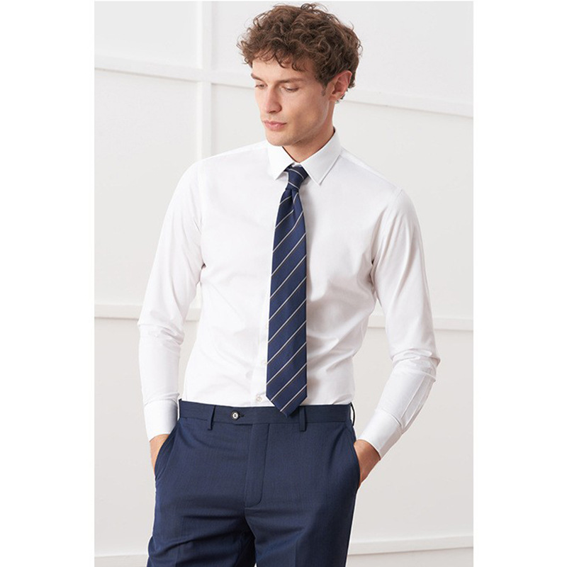 Summer high-end shirt men's long-sleeved business formal wear slim fit British solid color non-ironing work business wear suit shirt men