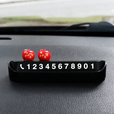 Fully Hidden Privacy-Protecting Temporary Parking Nömrəli dayanma kartı - black-push-button-parking-card-2-apples-symbolizing-peace-safety
