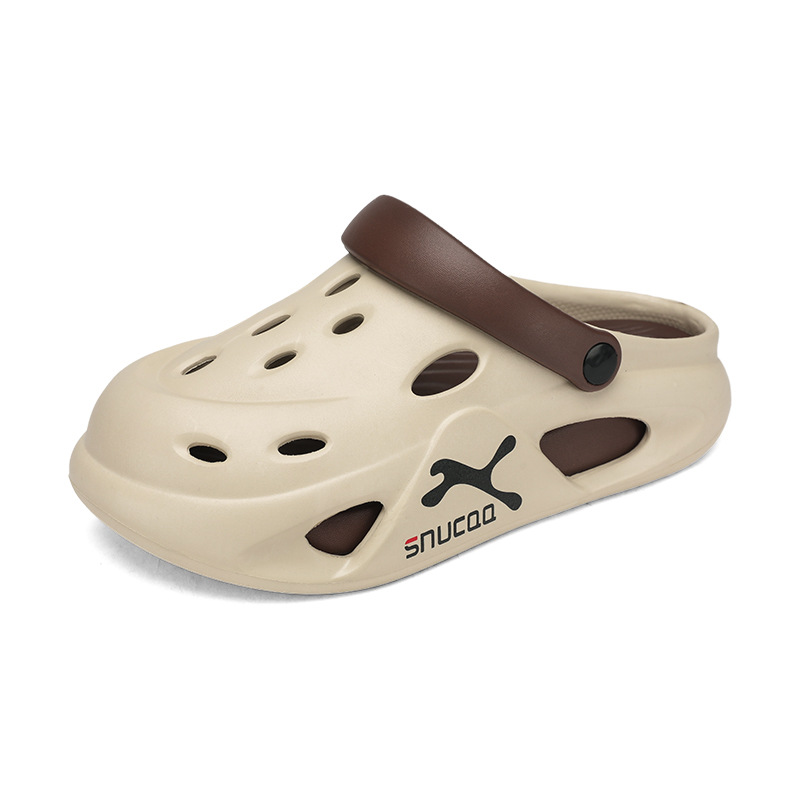 Verano al aire libre suela gruesa antideslizante pisando mierda zapatos con agujeros comercio exterior para hombres moda de gran tamaño playa de doble uso sandalias y zapatillas Baotou